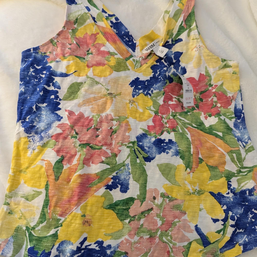 White House Black Market Colorful Floral Tank Top
